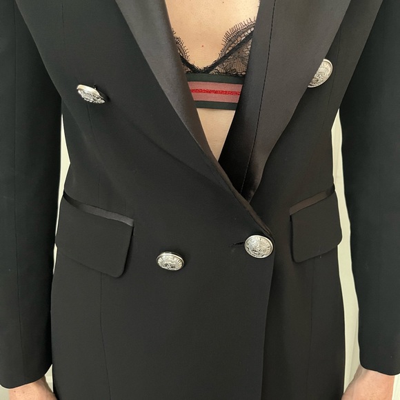 Balmain Silver Button Double-Breasted Black Blazer - 38 - Picture 7 of 8